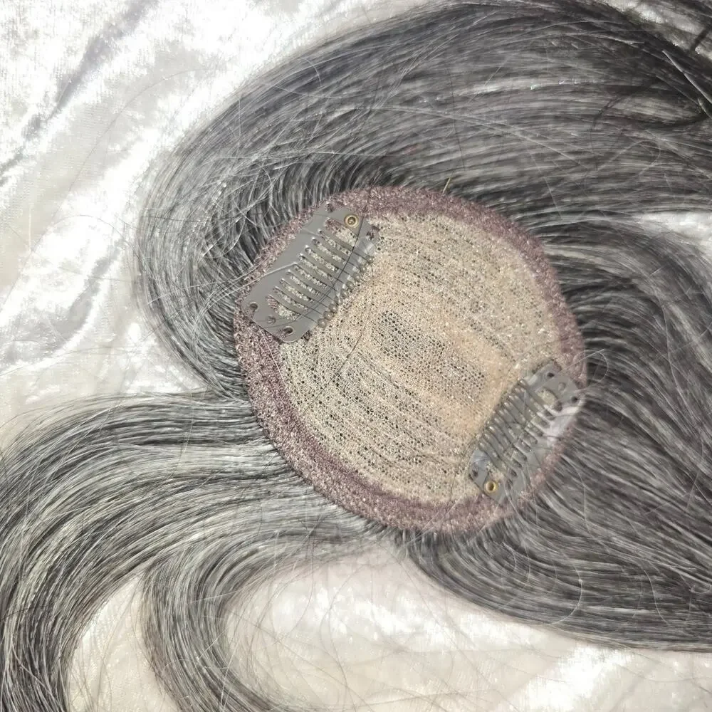 Synthetic Gray Hair Topper for Thinning hair